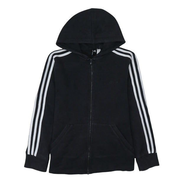Adidas 90's Striped Sleeve Full Zip Up Hoodie Medium Black