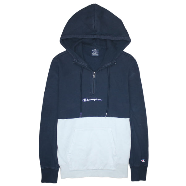 Champion 90's Drawstring Pockets Pullover Hoodie XSmall Navy Blue
