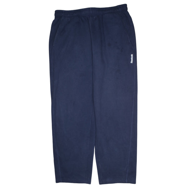 Reebok 90's Elasticated Waistband Drawstrings Straight Leg Baggy Trousers / Pants Large Navy Blue