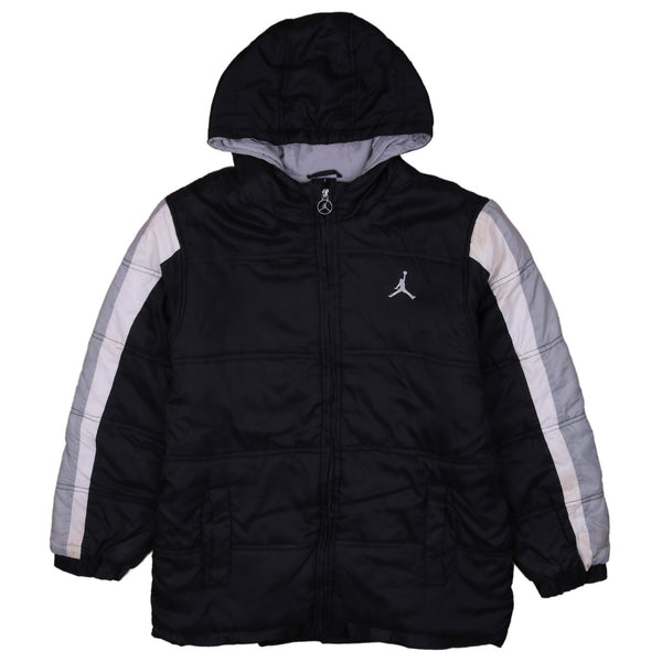 Vintage Jordan 90's Black Hooded Full Zip Puffer Jacket Small Size
