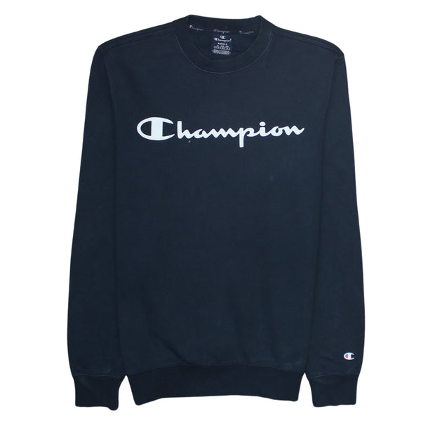 Champion 90's Spellout Crew Neck Sweatshirt Small Navy Blue