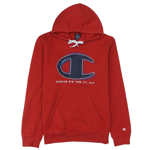 Champion 90's Spellout Pullover Hoodie Medium Red