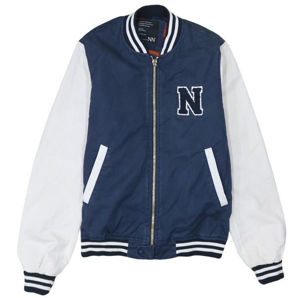 Retro 90's Lightweight Full Zip Up Varsity Jacket Small  Navy Blue