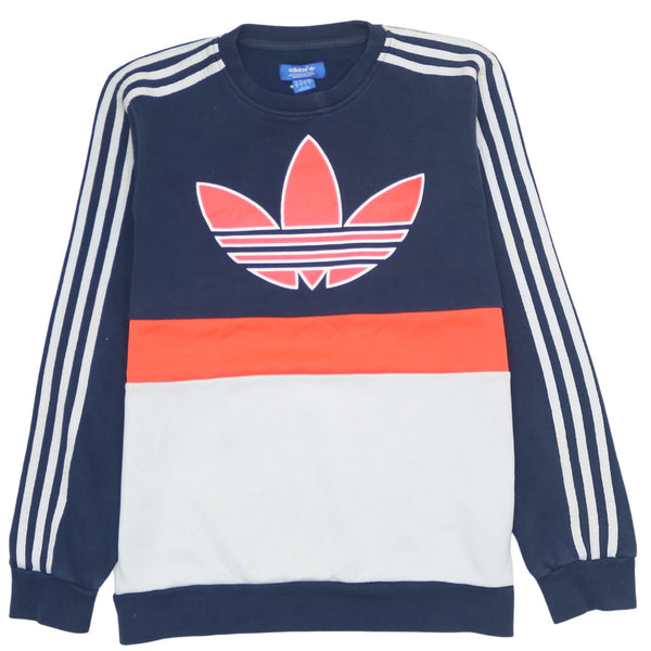Adidas 90's Spellout Crew Neck Sweatshirt Small Navy Blue