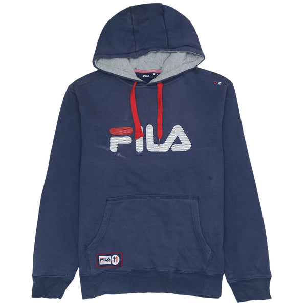 Fila 90's Navy Spellout Pullover Hoodie Medium