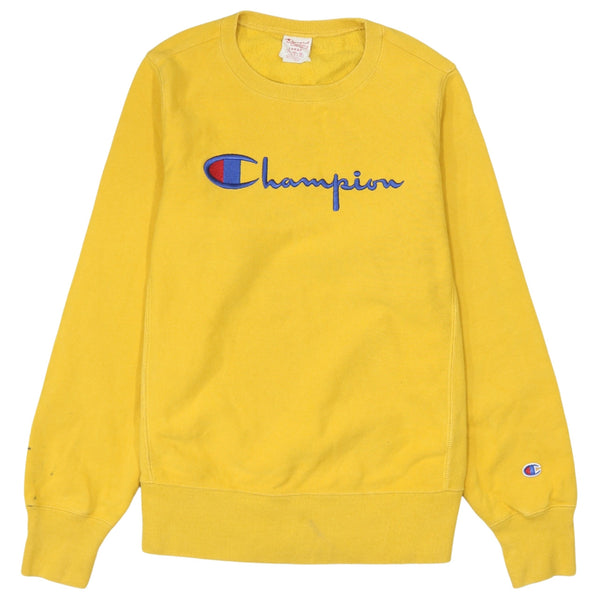Champion 90's Spellout Crew Neck Sweatshirt Large Yellow