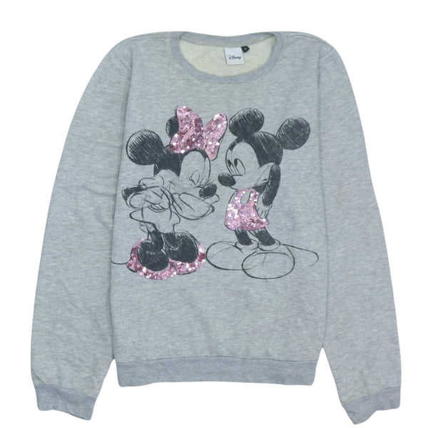 Vintage 90s Disney Mickey Minnie Mouse Crew Neck Sweatshirt S Grey