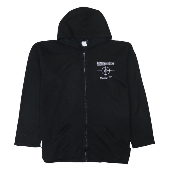 Retro 90's Lightweight Full Zip Up Hoodie Large  Black