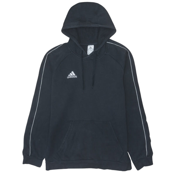 Adidas 90's Vintage Black Drawstring Pullover Hoodie Medium