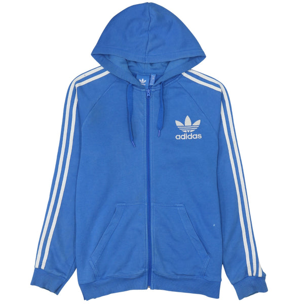 Adidas 90's Striped Sleeve Full Zip Up Hoodie Medium Blue