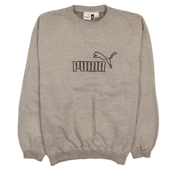 Puma Vintage 90's Grey Spellout Crew Neck Sweatshirt XL