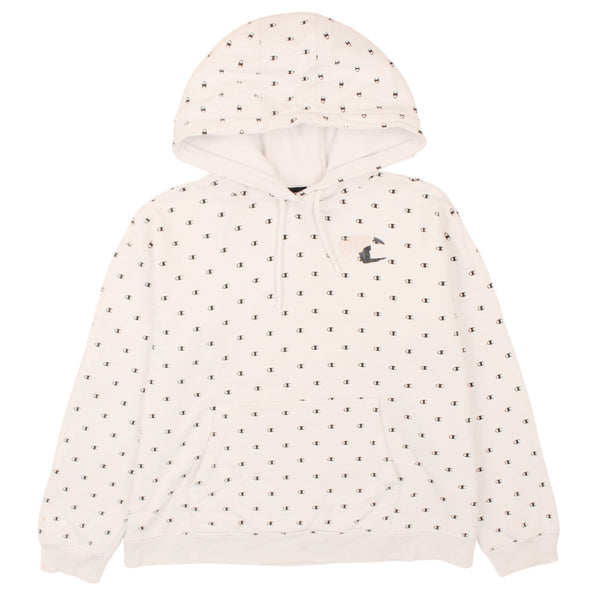 Champion 90's Drawstring Pockets Pullover Hoodie Large White