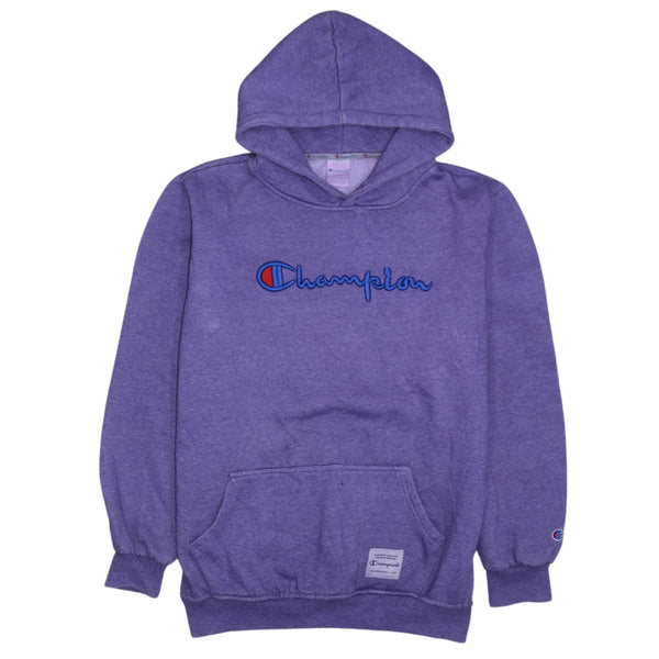 Champion 90's Spellout Pullover Hoodie Large Purple