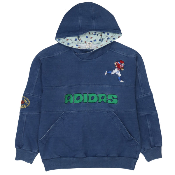 Adidas Retro 90's Navy Spellout Hoodie Men's Small Pullover Sweatshirt