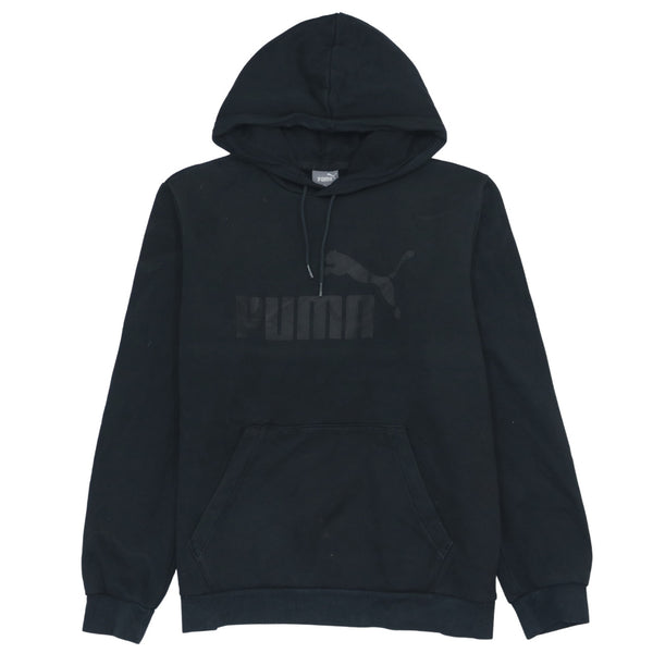 Puma 90's Vintage Black Spellout Pullover Hoodie Medium