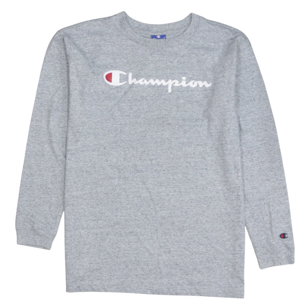 Champion 90's Spellout Crew Neck Sweatshirt Small Grey