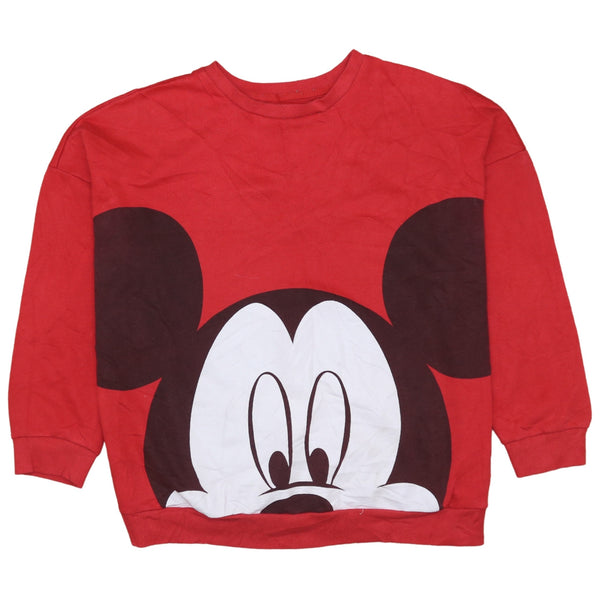Vintage 90's Disney Mickey Mouse Red Sweatshirt Medium Crew Neck