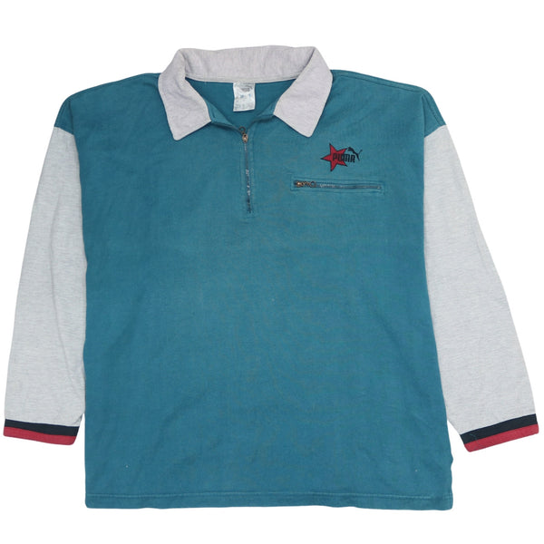 Puma 90's Vintage Blue Heavyweight Quarter Zip Sweatshirt XL