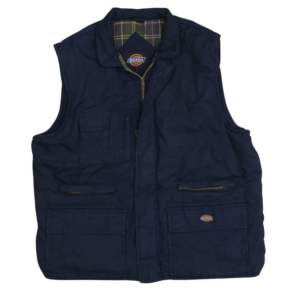 Dickies 90's Vest Sleeveless Full Zip Up Gilet Large Navy Blue