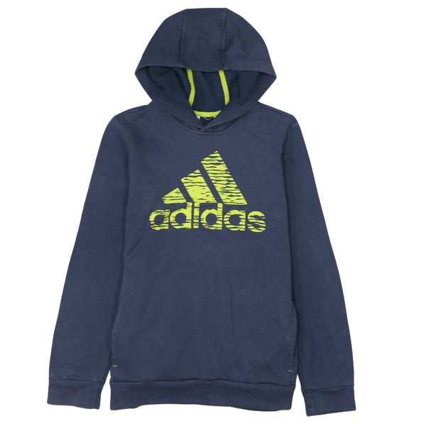 Adidas Vintage 90's Spellout Pullover Hoodie Navy Blue XS