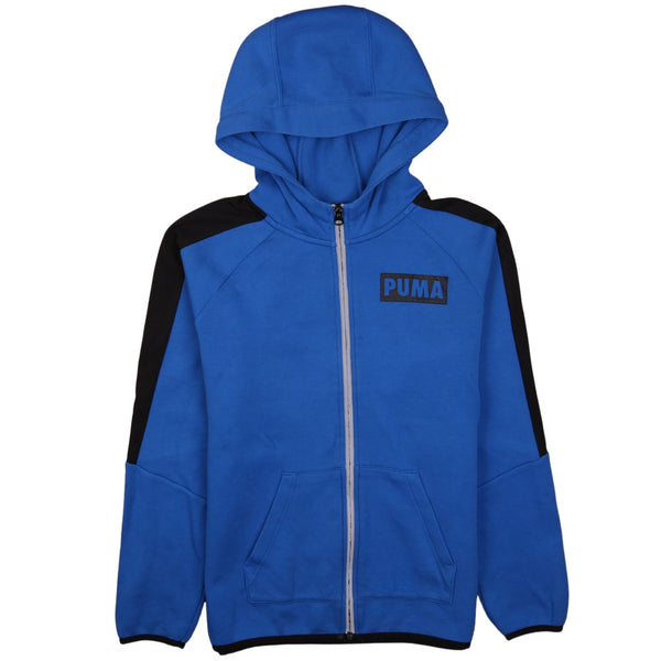 Puma Women's XLarge Blue 90's Vintage Full Zip Up Hoodie, Drawstring Pockets