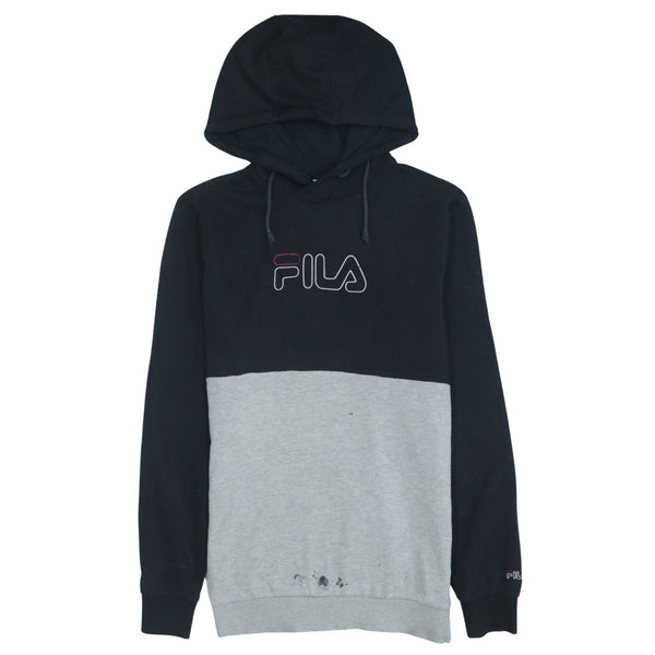 Fila 90's Vintage Spellout Pullover Hoodie Small Black