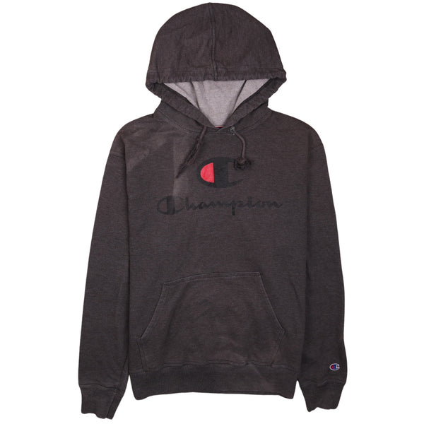 Champion 90's Spellout Pullover Hoodie Men's Medium Grey Vintage