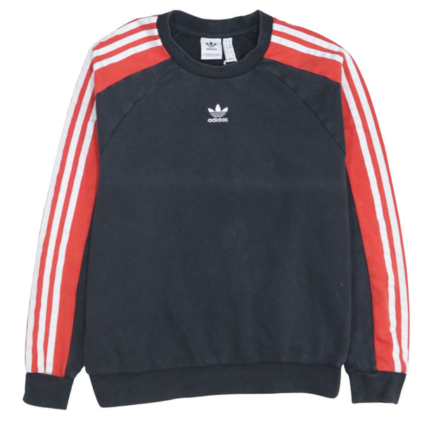 Adidas 90's Striped Sleeve Crew Neck Sweatshirt XSmall Black