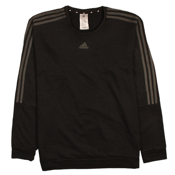 Adidas Vintage 90's Striped Crew Neck Sweatshirt XL Black