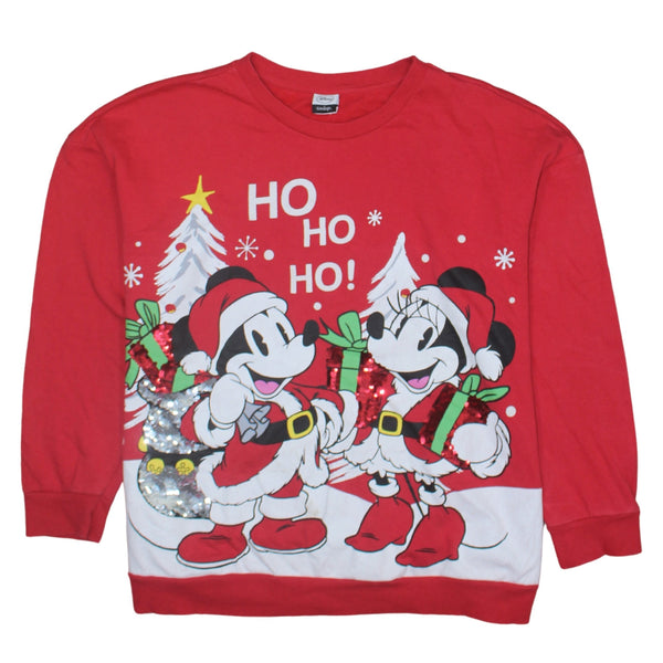 Disney 90's Mickey & Minnie Mouse Crew Neck Sweatshirt XLarge Red
