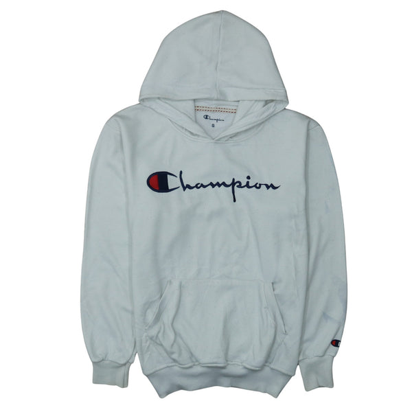 Champion 90's Spellout Pullover Hoodie White Small