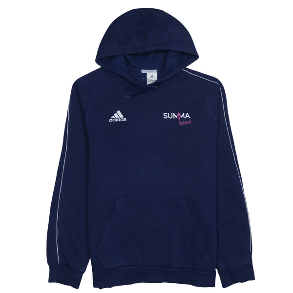 Adidas 90's Drawstring Pockets Pullover Hoodie Medium Navy Blue
