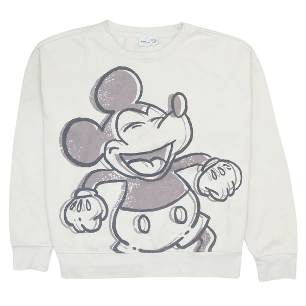 Vintage Disney 90's Mickey Mouse Crew Neck Sweatshirt Beige Medium