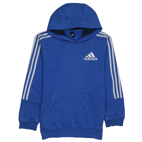 Adidas 90's Striped Sleeve Pullover Hoodie Small  Blue