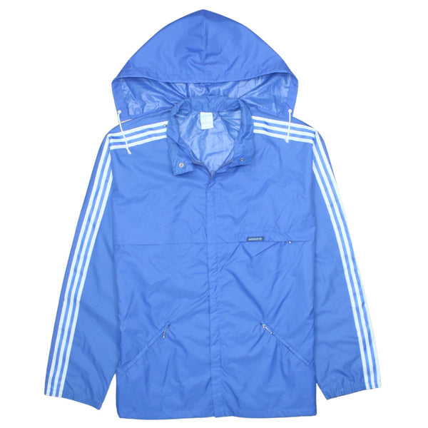 Adidas Vintage 90's Blue Hooded Full Zip Windbreaker Large