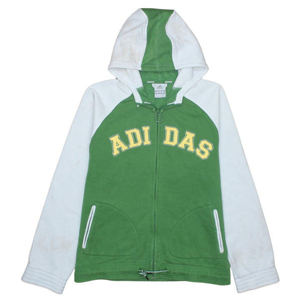 Adidas 90's Spellout Full Zip Up Hoodie Large Green