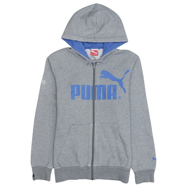 Puma 90's Spellout Full Zip Up Hoodie Small Grey