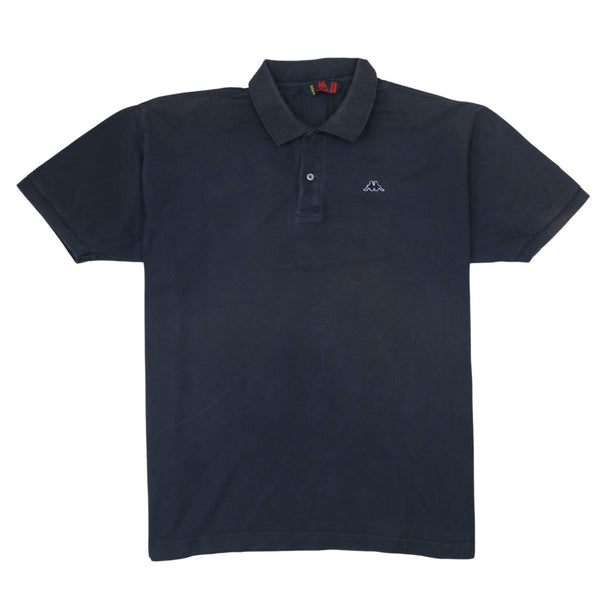 Kappa 90's Short Sleeves Quarter Button Polo Shirt XXXLarge (3XL) Black