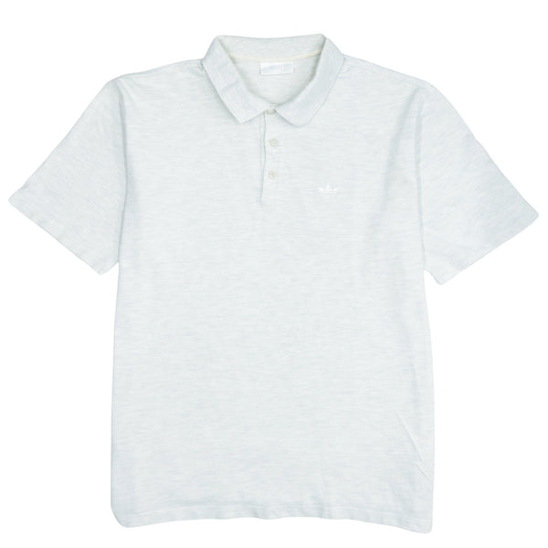 Adidas 90s Vintage Grey Polo Shirt Large Short Sleeve Cotton Top