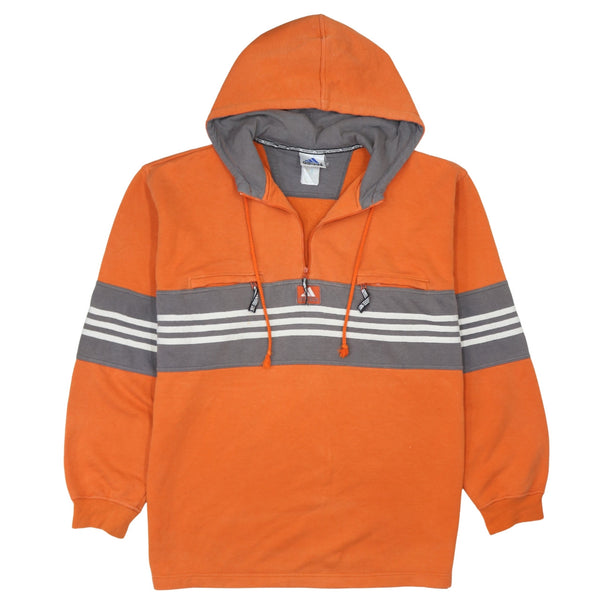 Adidas 90s Orange Quarter Zip Hoodie Large Men's Lightweight