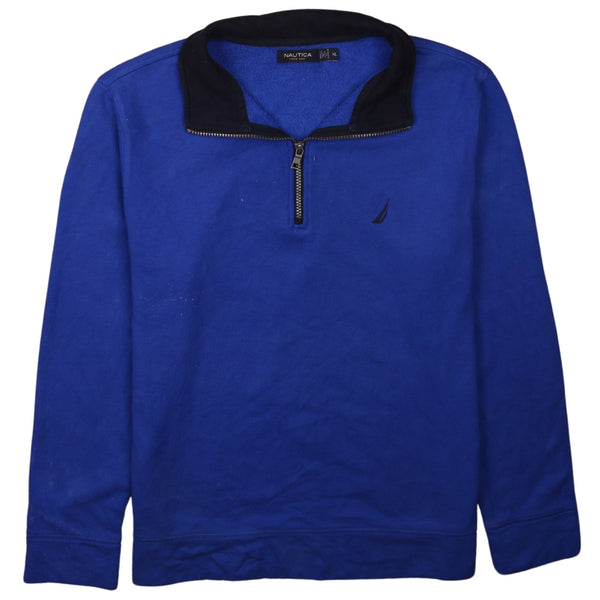 Nautica 90's Vintage Blue Lightweight Quarter Zip Sweatshirt Women's XLarge
