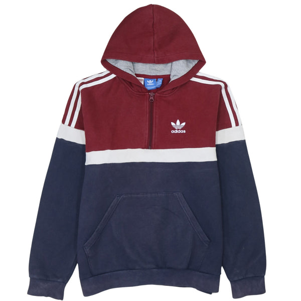 Adidas Women's 90's Striped Sleeve Pullover Hoodie XLarge Navy Blue