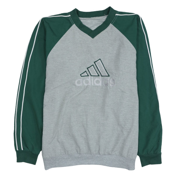 Adidas 90's Grey Spellout Crew Neck Sweatshirt Large