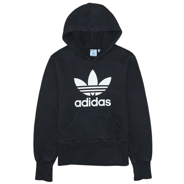 Adidas 90's Vintage Black Spellout Pullover Hoodie Small Cotton