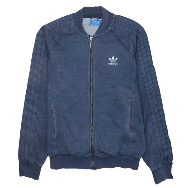 Adidas 90's Striped Sleeve Full Zip Up Sweatshirt Medium Navy Blue