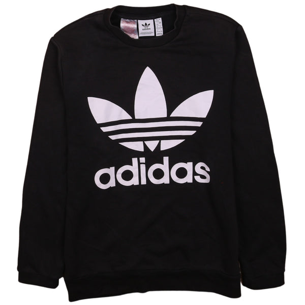 Adidas Vintage 90s Black Spellout Crew Neck Sweatshirt Women Large