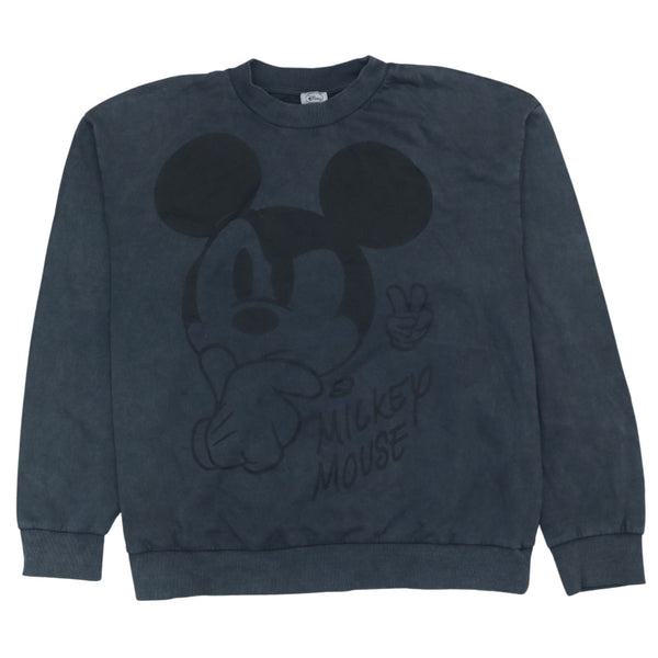 Vintage 90's Disney Black Mickey Mouse Crew Neck Sweatshirt Medium