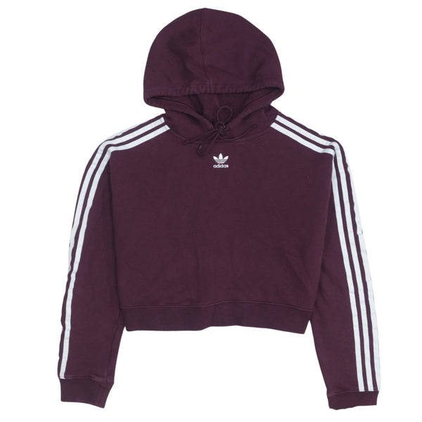 Adidas 90's Burgundy Red Striped Sleeve Pullover Hoodie Small