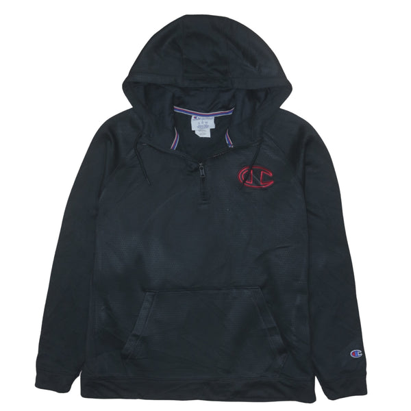 Champion Vintage 90's Black Quarter Zip Hoodie Large with Pockets