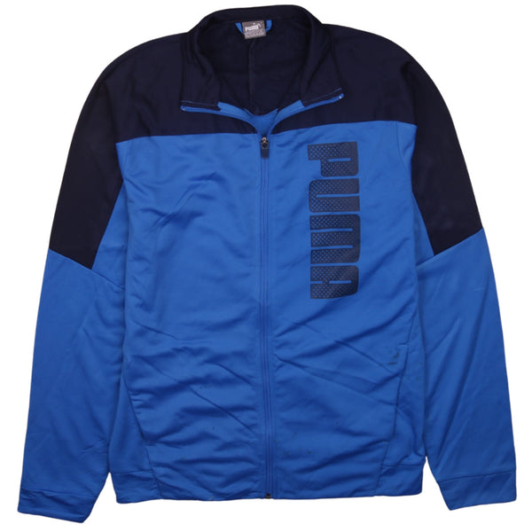 Puma Vintage 90's Blue Spellout Full Zip Sweatshirt XXLarge 2XL